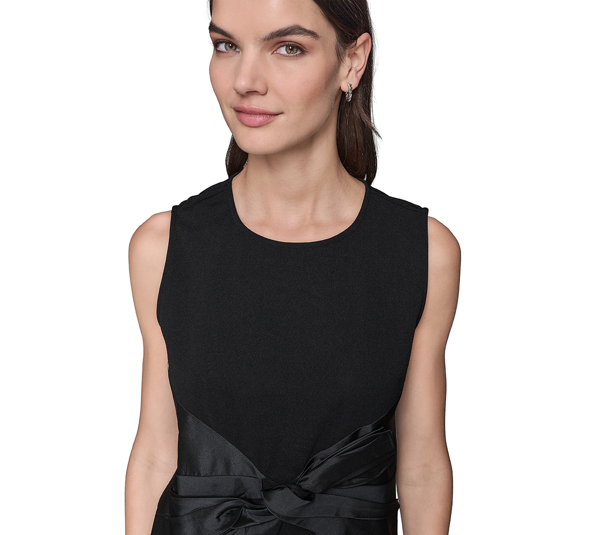 Shop Karl Lagerfeld Women's Sleeveless Satin Bow Top In Black