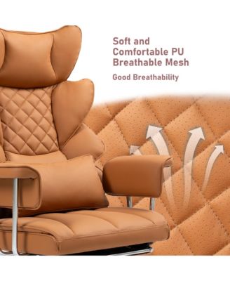 Faux Leather Gaming Chair, Ergonomic High-Back Office Chair With Tilt and Swivel, Reclining Computer Desk Chair for Women, Men