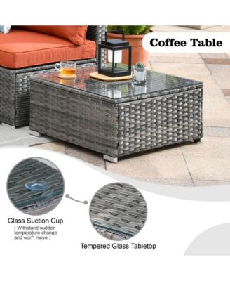 7-Piece Patio Furniture Outdoor Sofa Sets with New Wicker,Cushions and Coffee Table Suitable For patio, garden, backyard, yard and balcony,Navy Blue