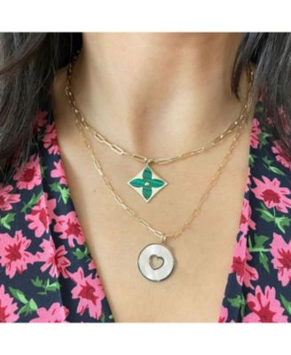 Mother of Pearl Donut Heart Charm 14K Gold