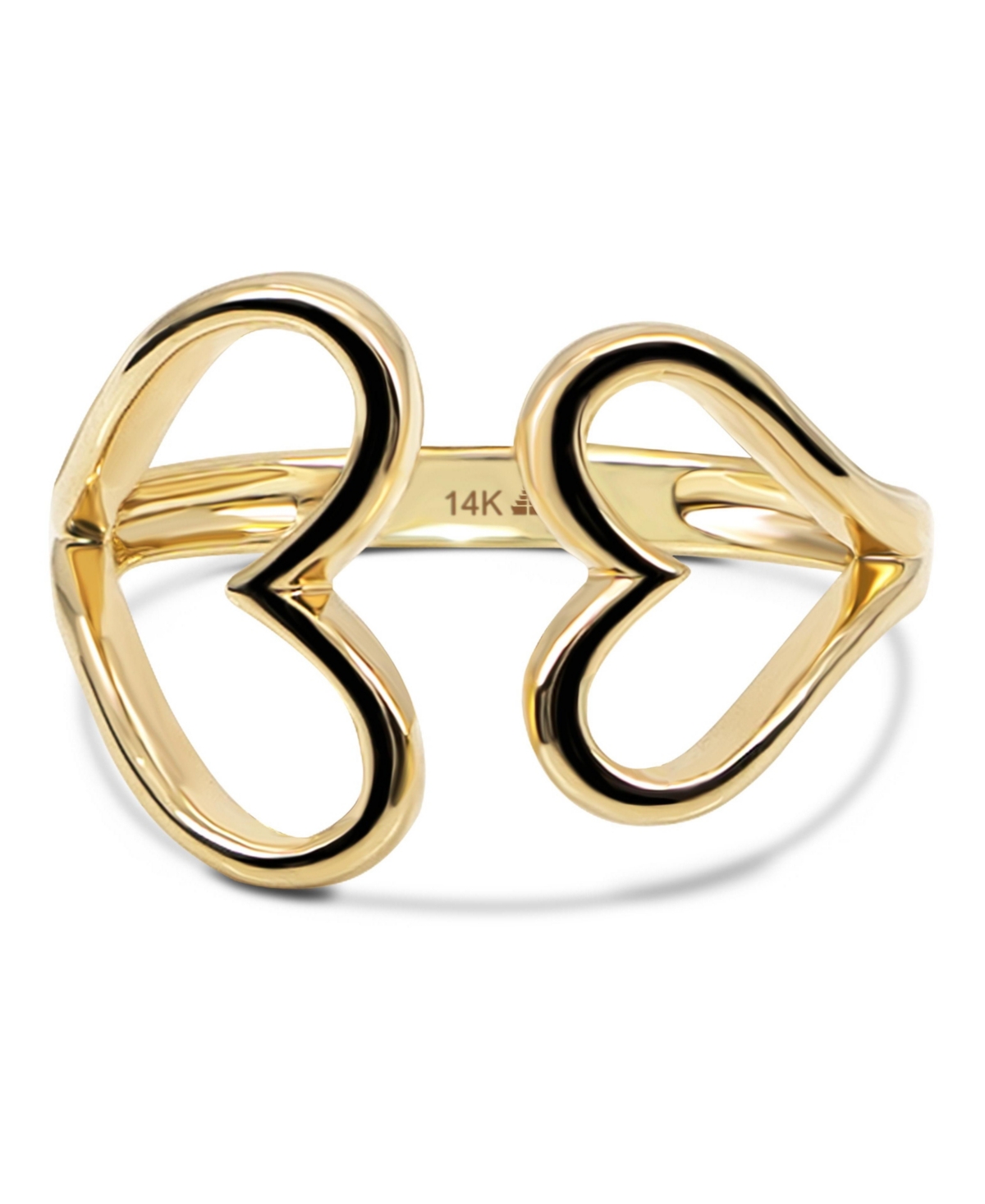 Couple Heart Ring in 14K Gold, Size 8, approx. 3.0 grams. - Gold