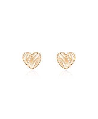 Scribble Heart Stud Earrings 14K Rose Gold