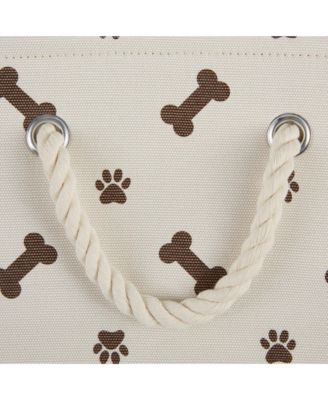 Collapsible Pet Storage Bin with Rope Handles Paw/Bone Print