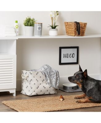 Collapsible Pet Storage Bin with Rope Handles Paw/Bone Print