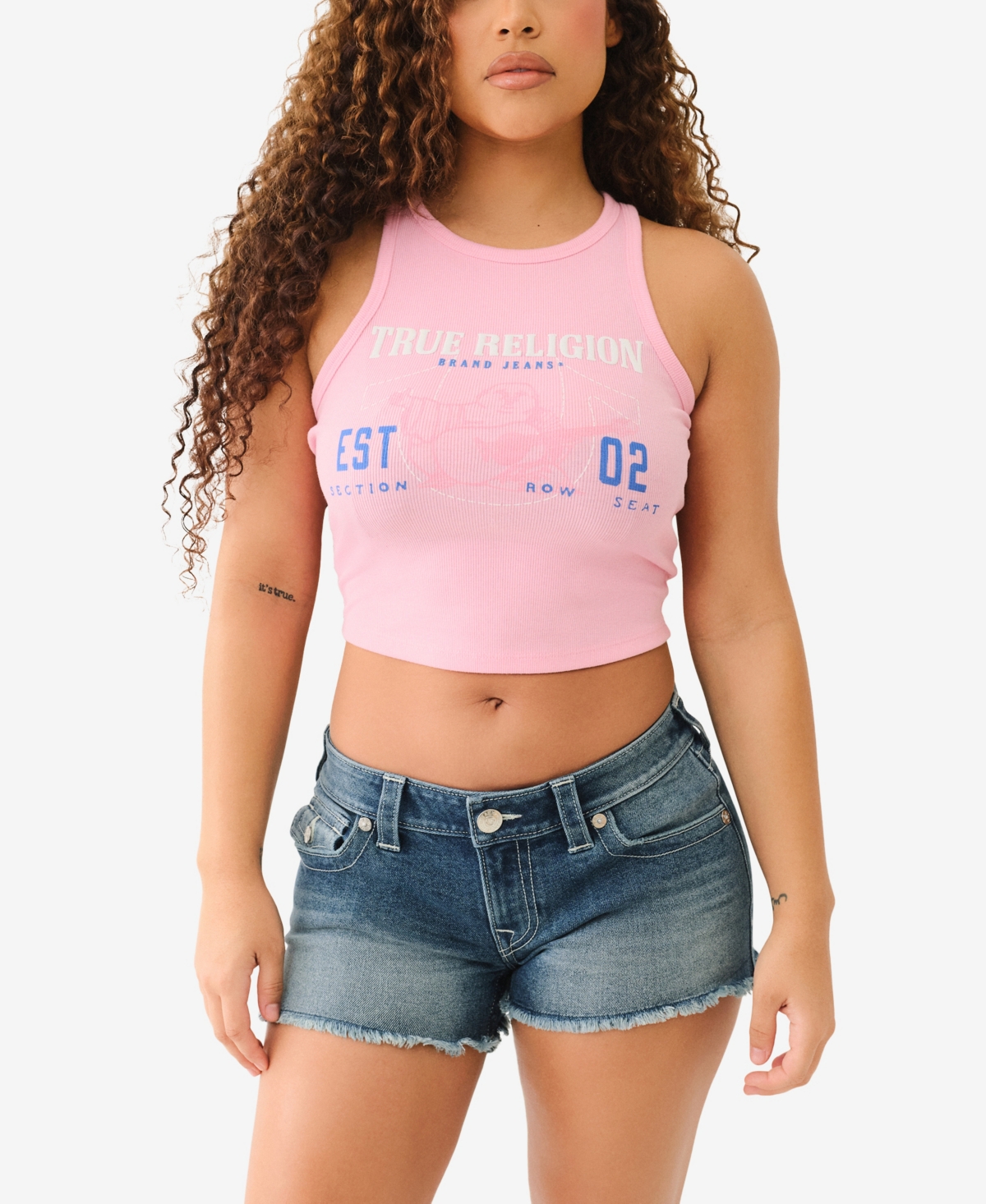 TRUE RELIGION WOMEN'S BUDDHA GODDESS CREW NECK TOP 