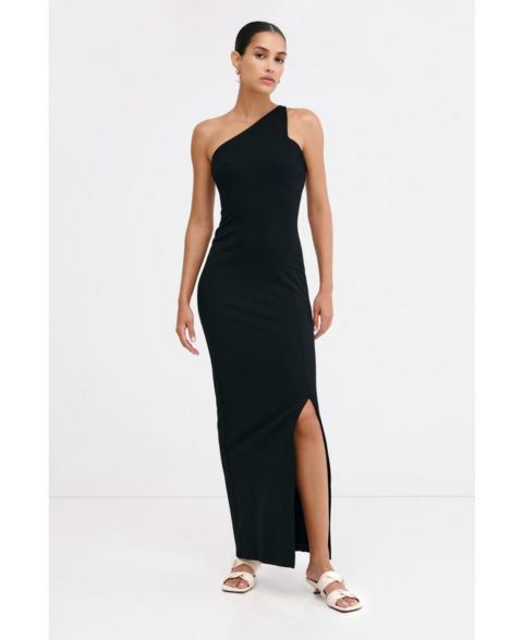 Женское платье Marcella Elora Off-Shoulder Column Dress with Thigh-High Slit, цвет: Чёрный