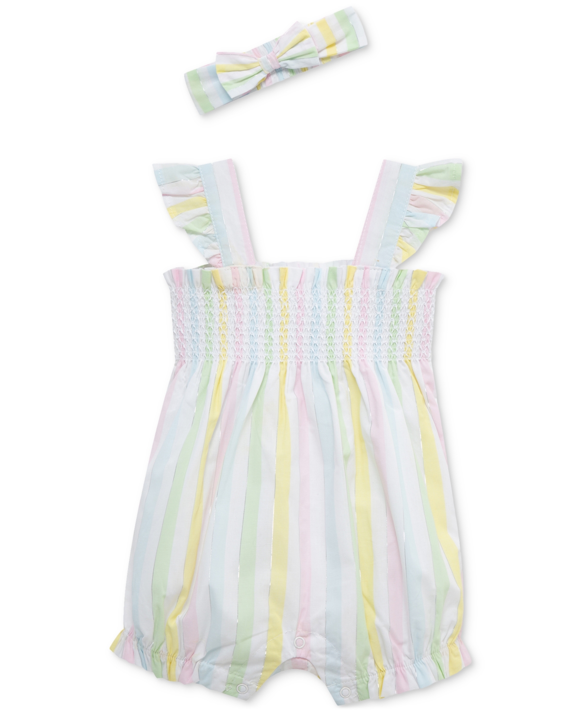 Shop Little Me Baby Girls 2-pc. Candy Stripe Bubble Romper & Headband Set