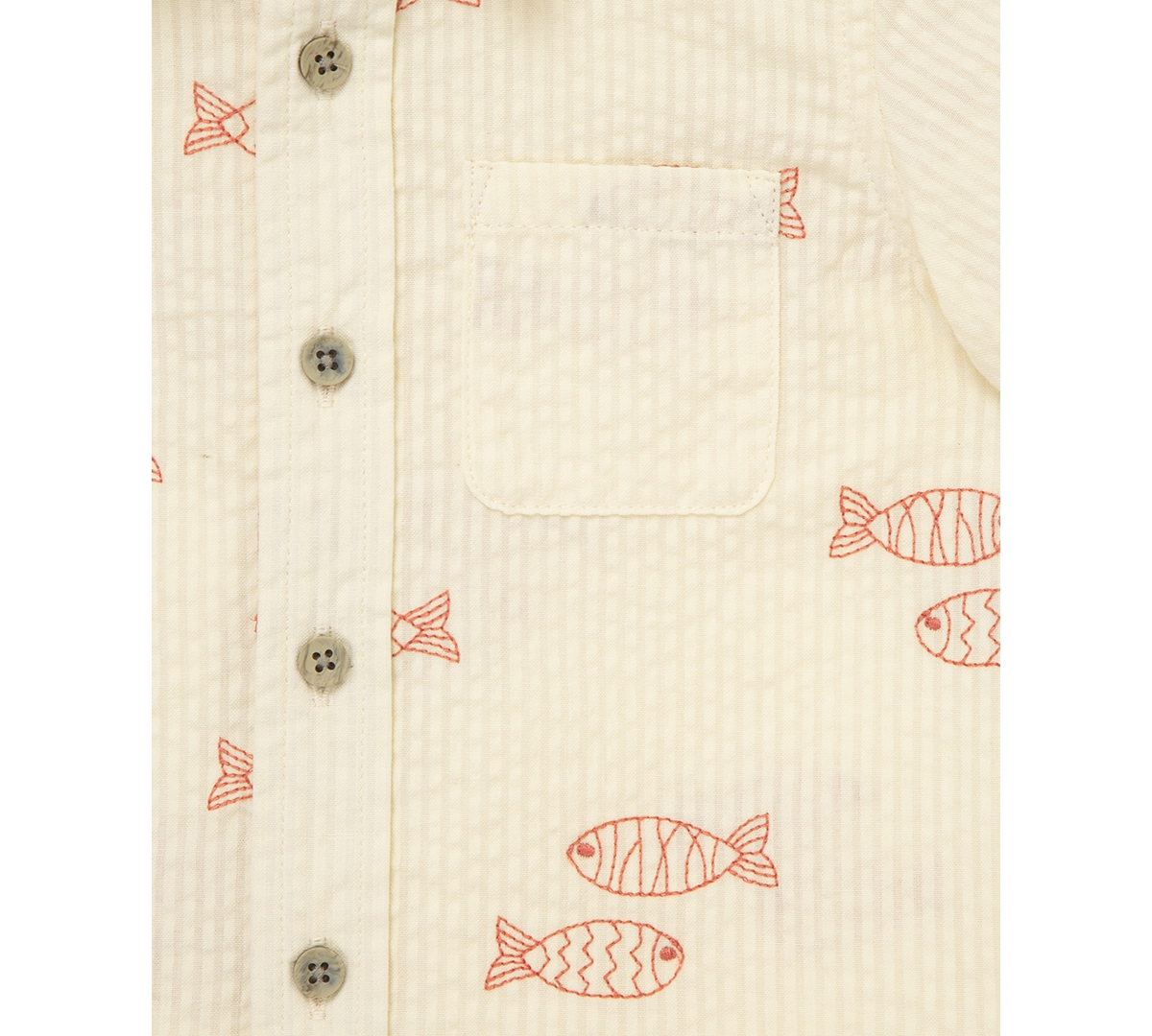 LITTLE ME BABY BOYS 2-PC. FISH SEERSUCKER BUTTON-DOWN SHIRT & SHORTS SET 
