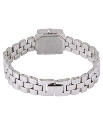 Womens 20mm Silver-Tone Square Case Watch-Midnight Black Dial