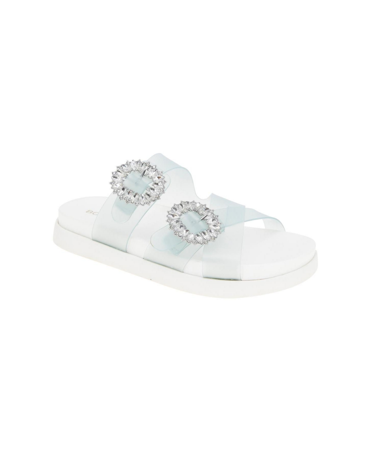 Women's Jia Rhinestone Buckle Flat Sandals - Seafoam