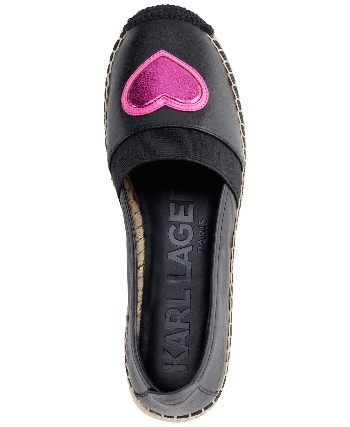 Karl Lagerfeld Women's Manika Heart Patch Espadrille Flats In Black