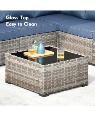 Patio Furniture Set,12 Pieces Outdoor Sectional Sofa Couch Set,Patio Conversation Set with Modular Wicker Deep Seat Chairs,Comfy Cushions,Side