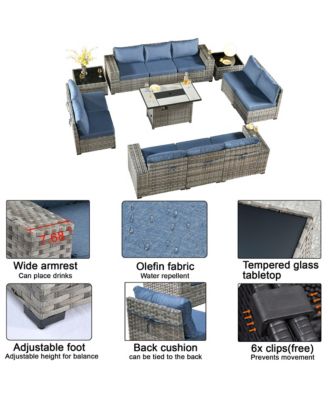 Patio Furniture Set,12 Pieces Outdoor Sectional Sofa Couch Set,Patio Conversation Set with Modular Wicker Deep Seat Chairs,Comfy Cushions,Side