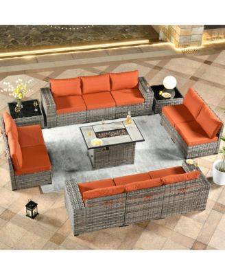 Patio Furniture Set,12 Pieces Outdoor Sectional Sofa Couch Set,Patio Conversation Set with Modular Wicker Deep Seat Chairs,Comfy Cushions,Side