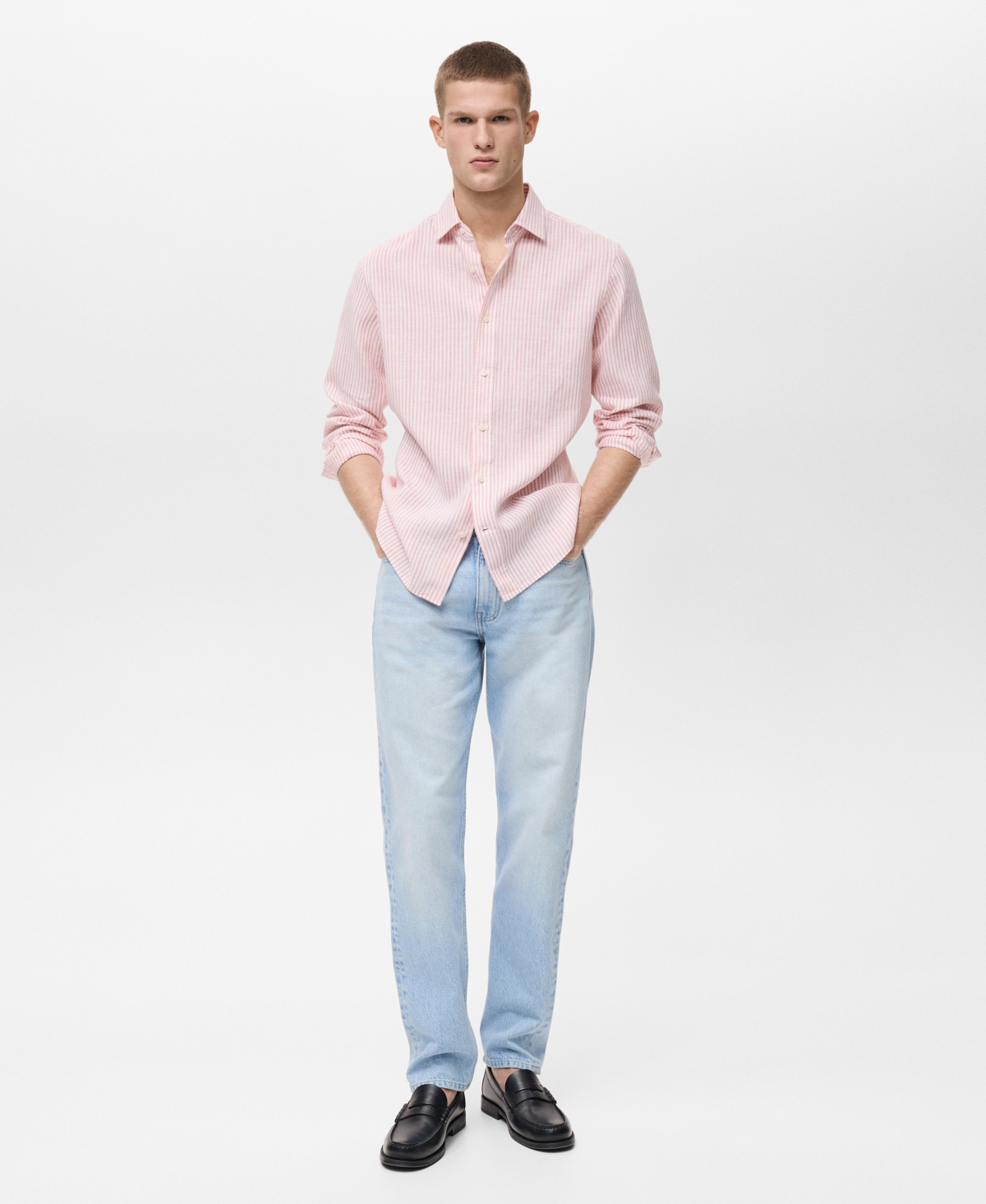 Mango Stripe Regular Fit Button-up Shirt In Light Pink