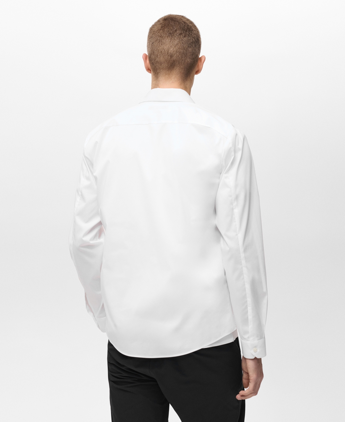 Mango Comfort Stretch Easy Iron Cotton Blend Button-up Shirt In White