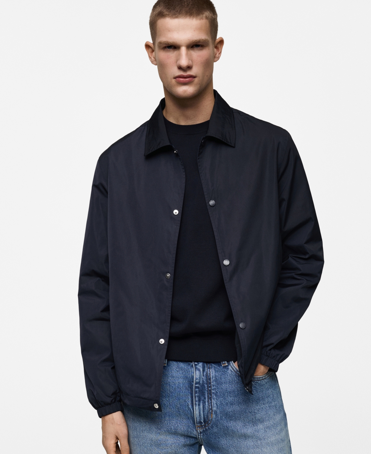 Mango Lightweight Technical Jacket In Dark Navy