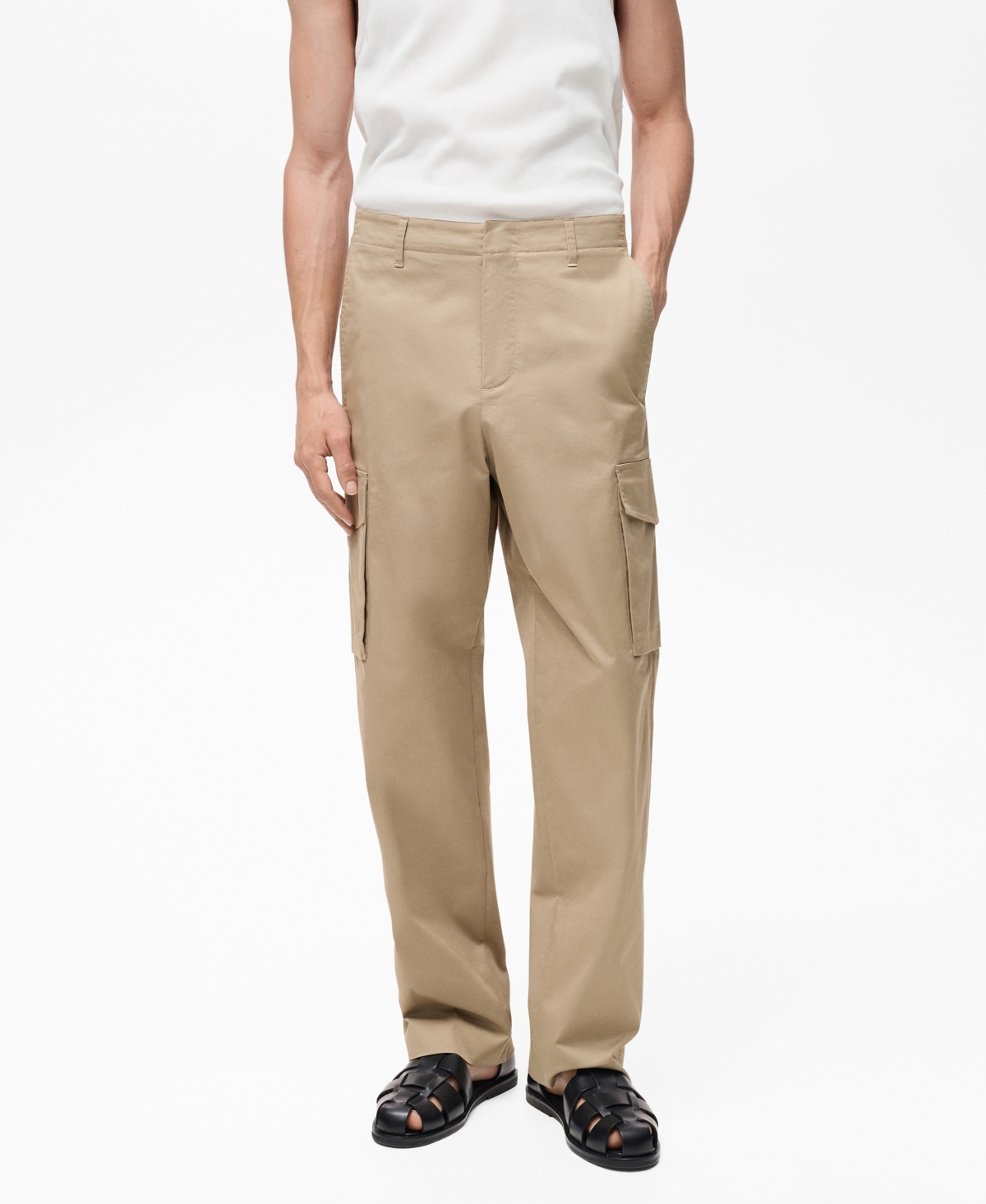 Mango Regular Fit Cargo Jeans In Medium Brown