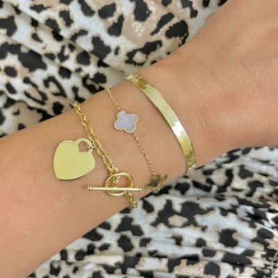 Gold Heart Toggle Bracelet 14K Yellow Gold