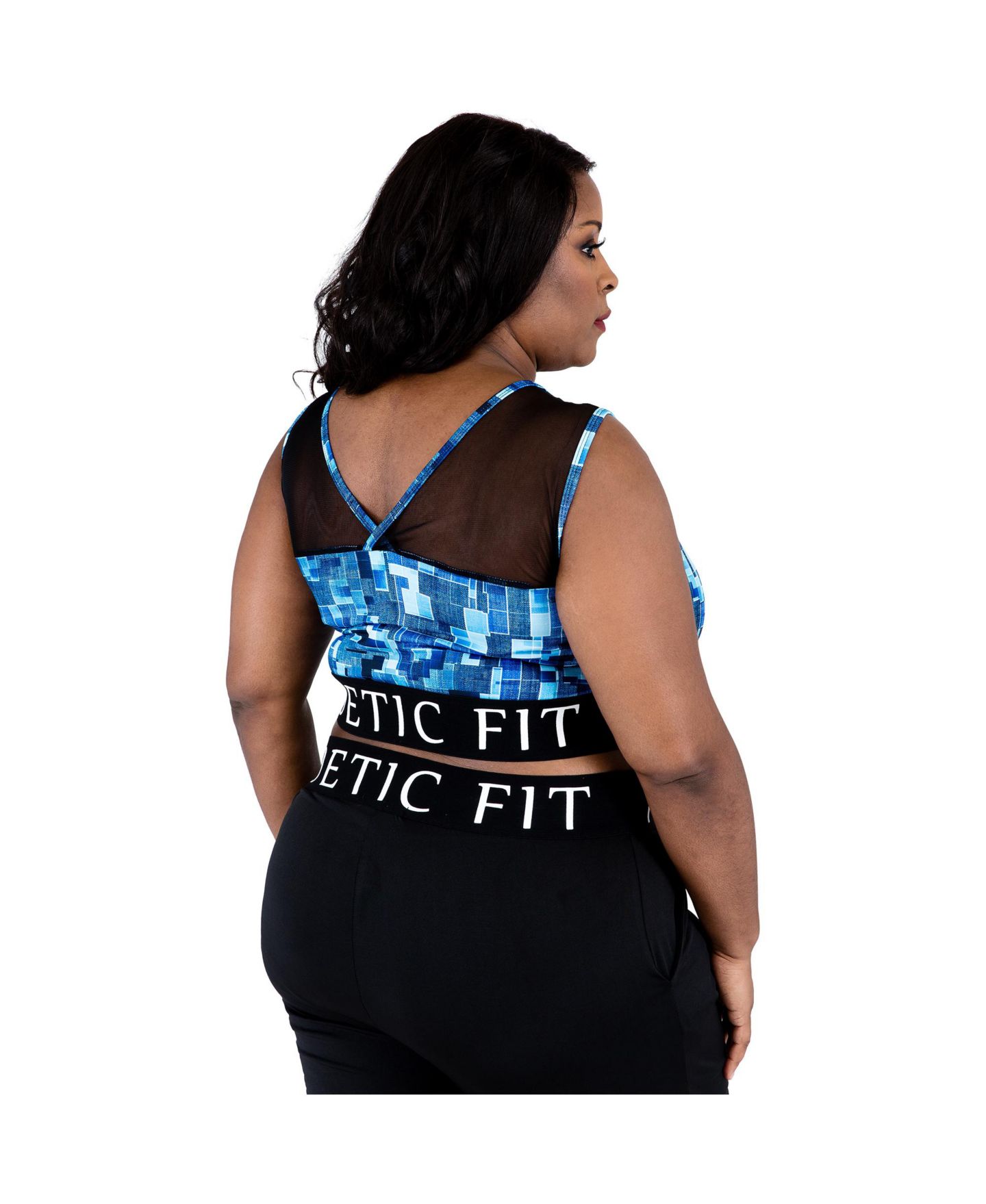 Женский топ Poetic Justice Plus Size Mesh V-Back Sports, цвет: Синий — фото 2