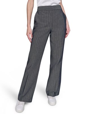 KARL LAGERFELD PARIS - Women's Pinstriped Flare-Leg Pants
