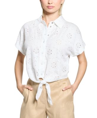 GUESS - Women's Brigitte Embroidered Snap-Front Shirt