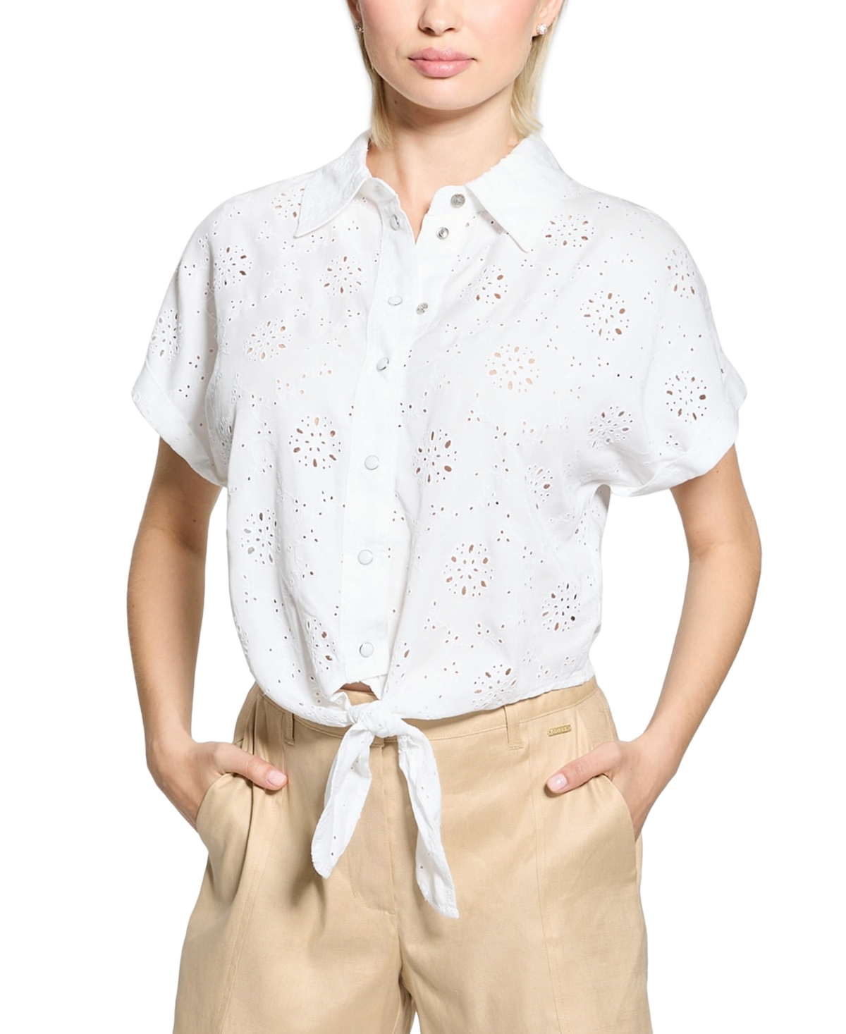 Women's Brigitte Embroidered Snap-Front Shirt - Pure White