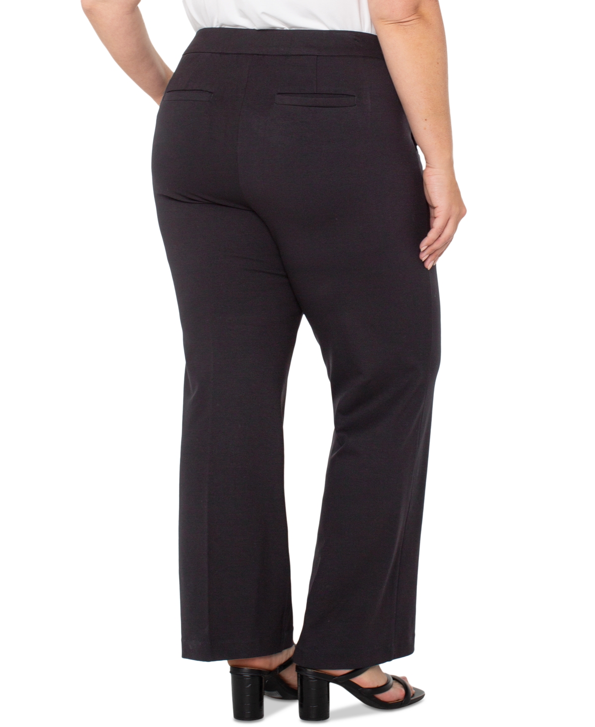 Liverpool Plus Size Pull On Wide Leg Pants In Black