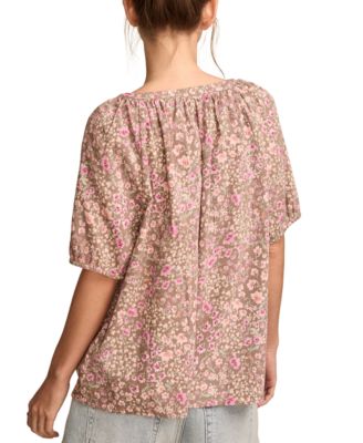 Women's Floral Printed Peasant Blouse