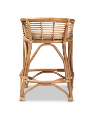 21.5" Upholstered and Rattan Maverick Modern Bohemian Counter Stool