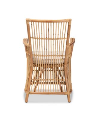 23.7" Upholstered and Rattan Rose Modern Bohemian Armchair