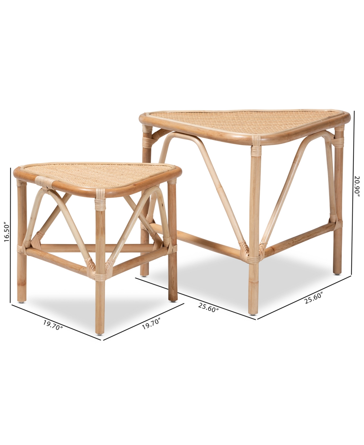 Bali & Pari 2-pc. Finished Rattan Jayden Modern Bohemian End Table Set In Natural Brown