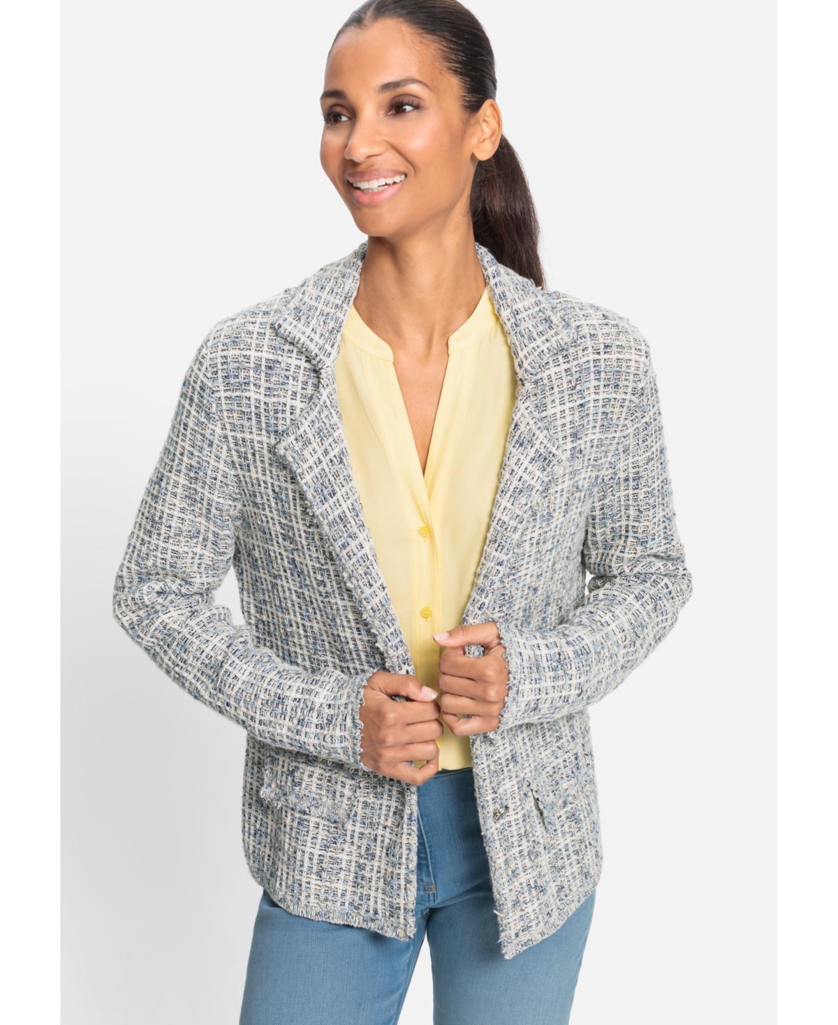 Women's Tweed Knit Jacket - Lt blue