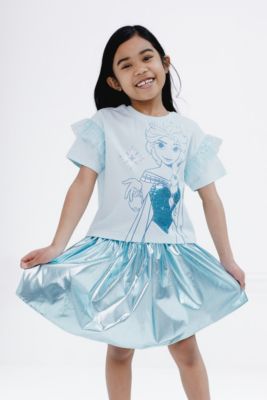 Girls Disney Queen Elsa T-Shirt and Skirt Outfit Set