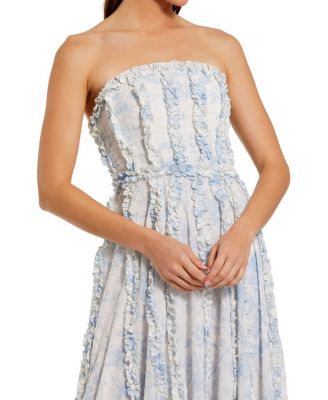 Women's Floral Cotton Ruffle Strapless Gown