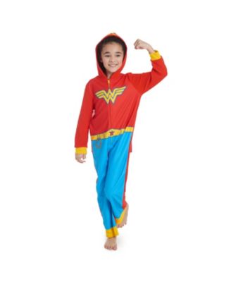 Girls DC Comics Zip Up Costume Pajama Coverall and Cape
