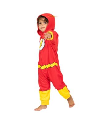 Toddler Boys DC Comics Zip Up Pajama Coverall Cape and Mask 3 Piece Costume Set