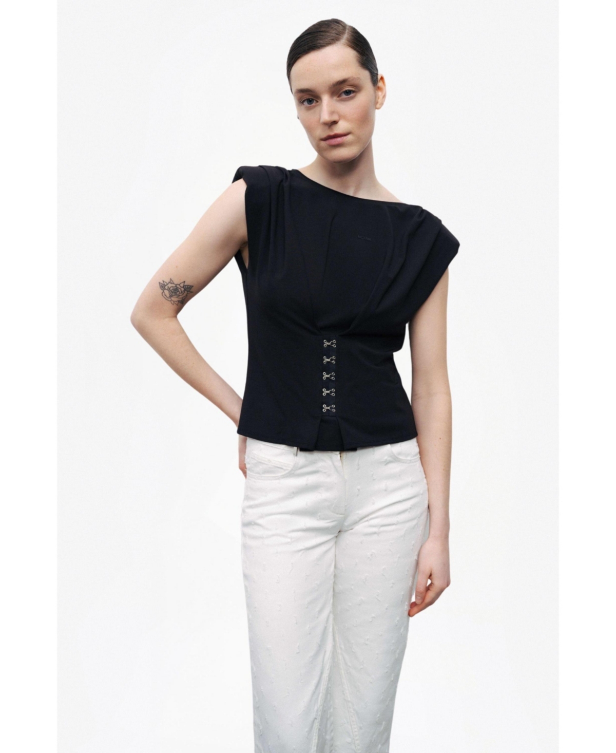 Women's Blouse with Rope Straps - Open white