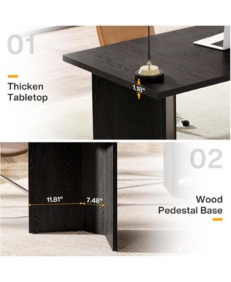 63-Inch Executive Desk, Modern Office Computer Desk with Double Pedestal, Simple Workstations Writing Table Conference Table Business Furniture for Home Office, Black