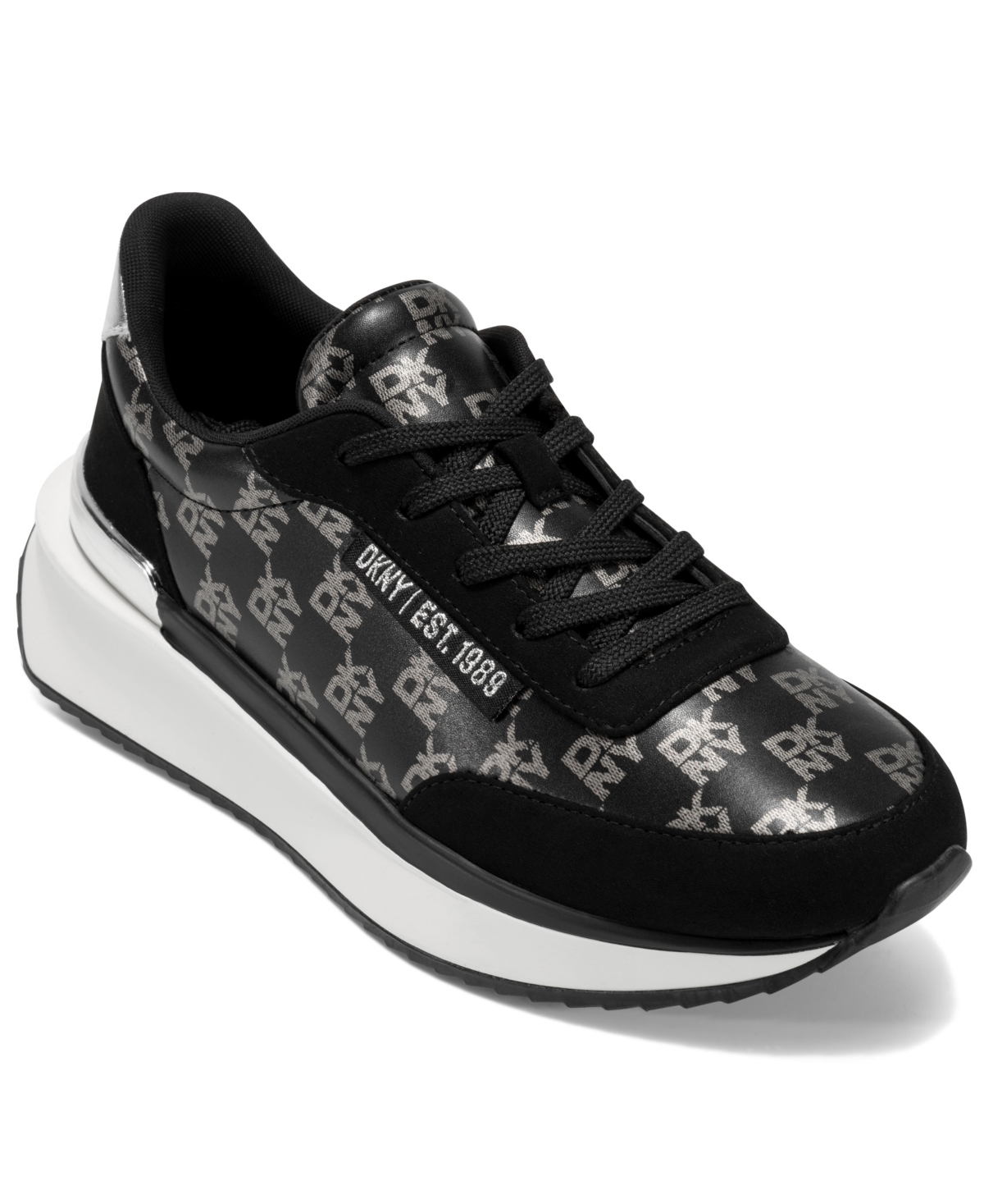 Dkny Women's Aranae Lace-up Sneakers In Black,nickel