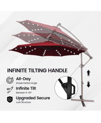 11ft Cantilever/Offset Hanging Patio Umbrella with Solar Light Included