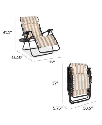Oversized Zero Gravity Chair, Folding Outdoor Patio Recliner w/ Cup Holder