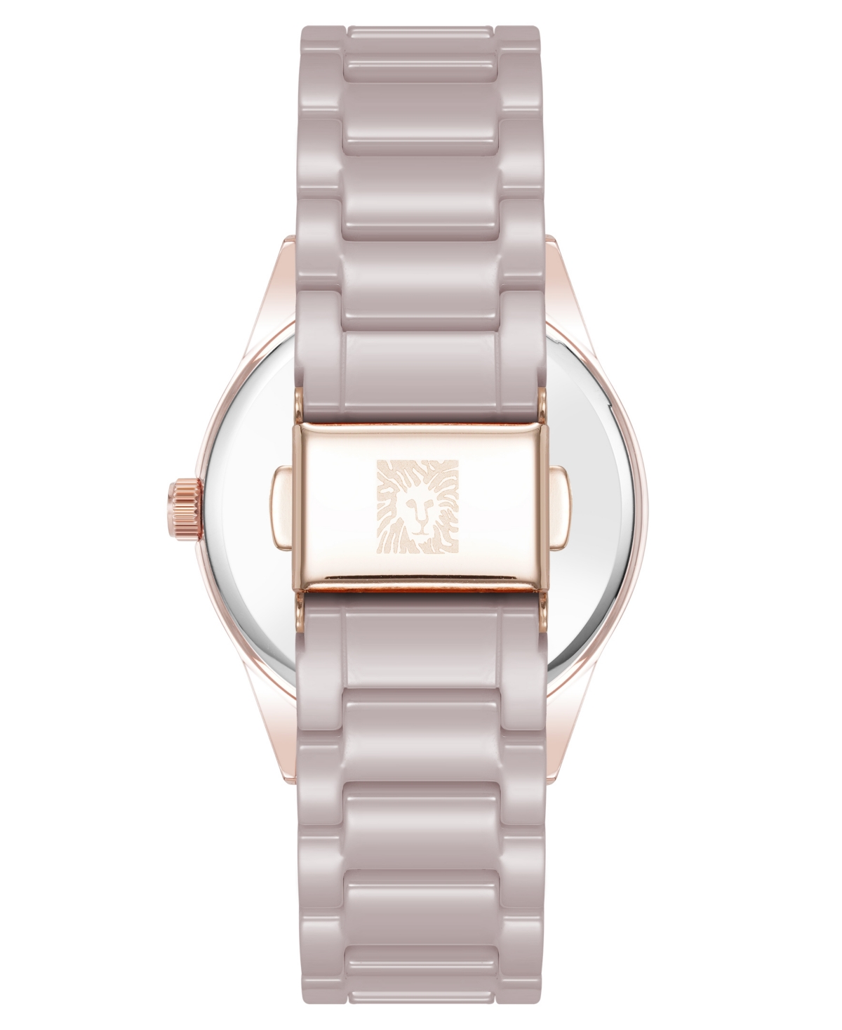 Anne Klein Women's Quartz Taupe Ceramic Bracelet Floral Dial Watch, 34mm In Rose Gold-tone,taupe