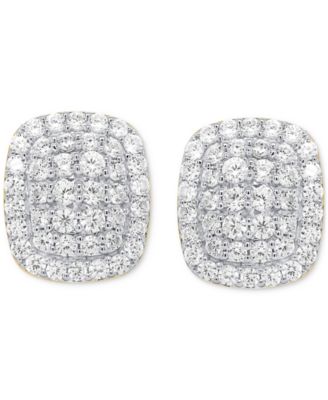 Lab Grown Diamond Cushion Cluster Stud Earrings (2 ct. t.w.) in Sterling Silver or 14k  Gold-Plated Sterling Silver