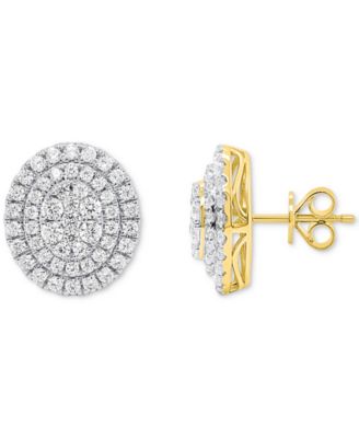 Forever Grown Diamonds Lab Grown Diamond Double Halo Cluster Stud Earrings 2 ct tw in Sterling Silver or 14k Gold-Plated Sterling Silver - Gold-P 375$