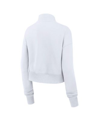 Women's White UCLA Bruins Legacy Elevated Logo Cropped Half-Zip Sweatshirt