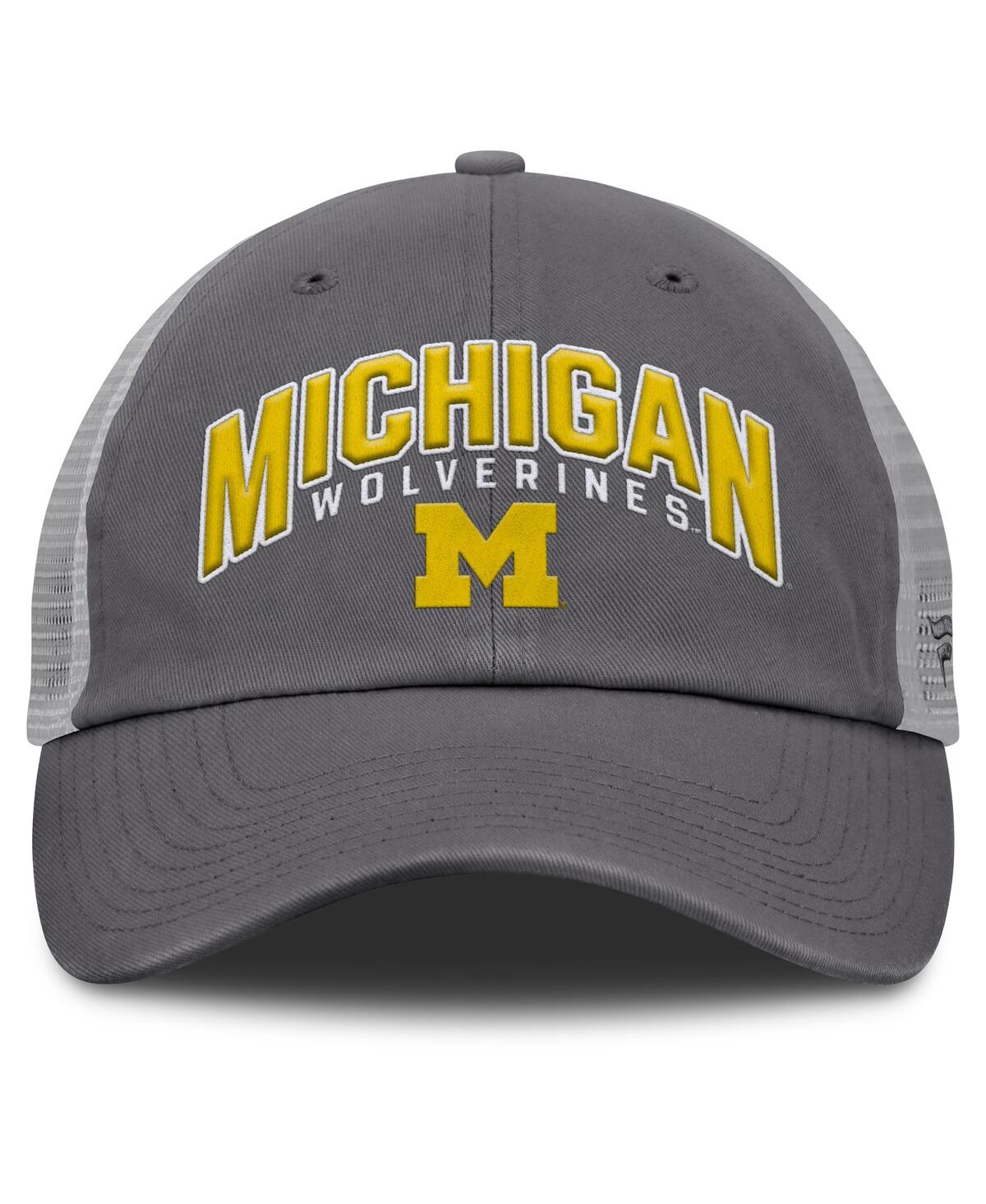 Fanatics Men's Charcoal Michigan Wolverines Ionic Trucker Adjustable Hat In Charcoal