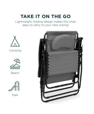 Oversized Zero Gravity Chair, Folding Outdoor Patio Recliner w/ Cup Holder