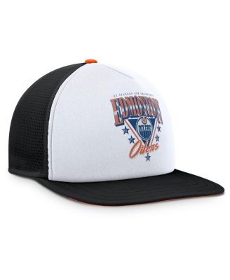 Fanatics - Men's White/Black Edmonton Oilers Decades Collection Foam Front Snapback Hat