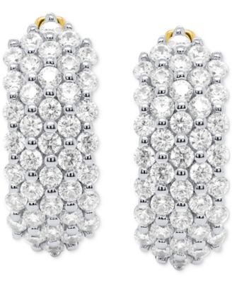 Lab Grown Diamond Cluster Small Hoop Earrings (2 ct. t.w.) in Sterling Silver or 14k Gold-Plated Sterling Silver